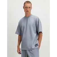 River Island Oversized Fit Waffle Textured T-Shirt - Blue