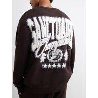 River Island Mens Monogram Back Graphic Crew Neck Jumper - Dark Brown