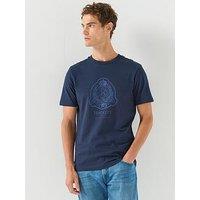 Hackett Classic Fit Branded Shield Graphic T-Shirt - Navy