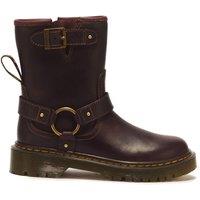 Dr Martens Junior Genaya Leather Harness Biker Boots - Brown