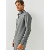 Hackett Heritage H Small Logo Half Zip Sweatshirt - Dark Grey