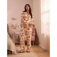 Laura Ashley Romilly Ruffle Button Through Pyjamas - Orange