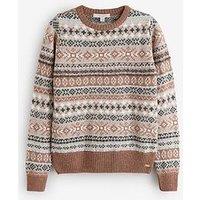 Laura Ashley Easy Crew Fairisle Jumper - Brown
