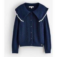 Laura Ashley Women'S Frill Collar Button Through Cardigan - Blue