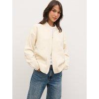 Pretty Lavish Womens Bomber Zip Through Cardigan - Cream