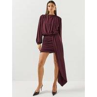 Pretty Lavish Womens Leonie Draped Ruched Jersey Mini Dress - Purple