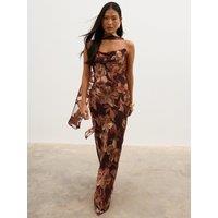 Pretty Lavish Womens Eden Jacquard Cowl Neck Scarf Back Maxi Dress