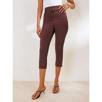 Friends Like These Brown Belted Sculpting Stretch Capri