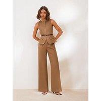 Friends Like These Brown Belted Tailored 2 In1 Jumpsuit
