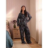 Laura Ashley Blue/Brown Josette Button Through Pyjamas