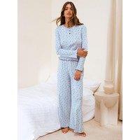 Friends Like These Heart Print Long Sleeve Pyjama Set - Blue