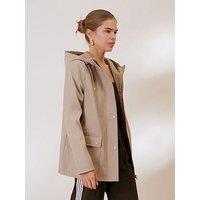 Friends Like These Taupe Rubberised Short Hooded Raincoat
