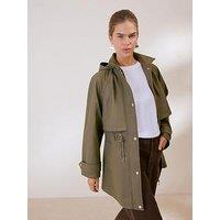 Friends Like These Olive Green Rubberised Mid Length Rain Coat