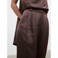 Pretty Lavish Womens Breya Wide Leg Pleated Tailored Trousers - Brown