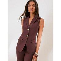 Friends Like These Brown Sculpting Stretch Long Line Waistcoat