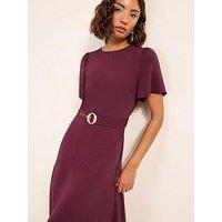 Friends Like These Berry Red Short Sleeve Belted Workwear Midi Dress