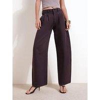 Friends Like These Berry Red High Waisted Pleated Wide Leg Barrel Denim Jeans