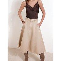 Friends Like These Stone Denim Seamed A Line Midi Skirt