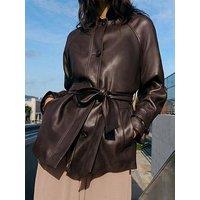 Friends Like These Chocolate Brown Faux Leather Belted Jacket
