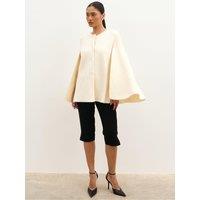 Pretty Lavish Womens Haven Cape Sleeve Longline Cardigan Jacket - Cream