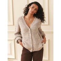 Laura Ashley Oatmeal V-Neck Boyfriend Cardigan