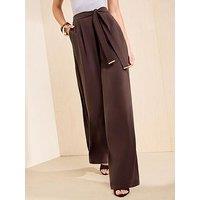 Friends Like These Brown Tie Waisted Wide Leg Trousers