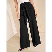 Friends Like These Black Tie Waisted Wide Leg Trousers