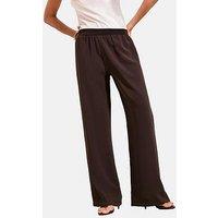 Friends Like These Brown Elastic Waist Wide Leg Trousers