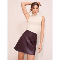 Friends Like These Womens High-Rise A-Line Faux Leather Mini Skirt - Red