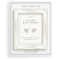 Joma Jewellery Laboratory Grown Diamond A Little Earrings | Happy Birthday | Silver Plated | Stud Earrings