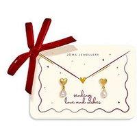 Joma Jewellery Sending Love And Wishes Heart Pearl Stud Earrings