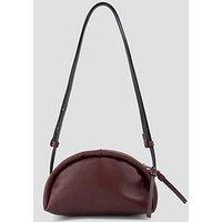 Allsaints Womens Smooth Leather Curved Zip-Top Crossbody Bag - Red