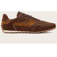 Allsaints Womens Liam Hex Hair-On Leather Suede Trainers - Brown