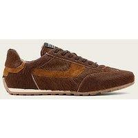 Allsaints Womens Hair-On Leather Suede Panel Lace-Up Trainers - Brown