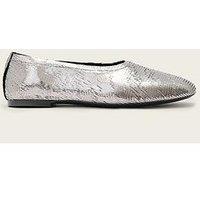 Allsaints Womens Hailee Square Toe Metallic Slip-On Ballet Pumps - Grey