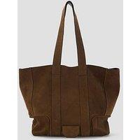 Allsaints Womens Ares Suede Panelled Tote Bag - Brown