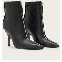 Allsaints Womens Vera Pointed Toe Front Zip Stiletto Ankle Boots - Black