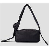 Allsaints Womens Knotted Strap Zip-Top Baguette Shoulder Bag - Black