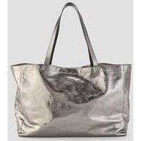 Allsaints Womens Metallic Leather Tote Bag - Grey