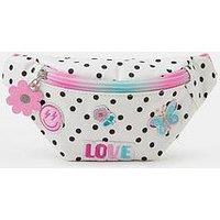 Accessorize Girls Spotty Badge Belt Bag - White