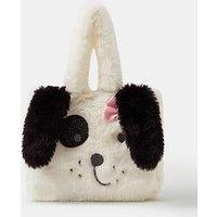 Accessorize Girls Fluffy Dog Tote Bag - Black/White