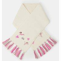 Accessorize Girls Embroidered Tassel Fringe Scarf - Cream
