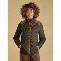 Joules Womens Diamond Quilted Showerproof Jacket - Green