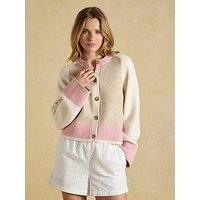 Joules Women'S Nora Colourblock Crew Neck Knitted Cardigan - Cream