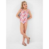 Accessorize Girls Floral Print Frill Swimsuit