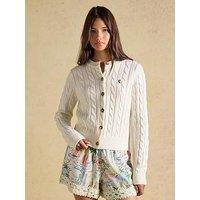 Joules Women'S Cable Knit Button Through Cardigan - Cream