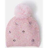Accessorize Girls Sequin Floral Pom Beanie Hat - Pink
