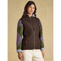 Joules Womens Minx Diamond Quilted Zip-Through Gilet - Brown