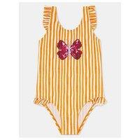 Accessorize Girls Stripe Butterfly Swimsuit - Yellow