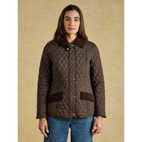 Joules Womens Highclere Quilted Showerproof Belted Jacket - Brown
